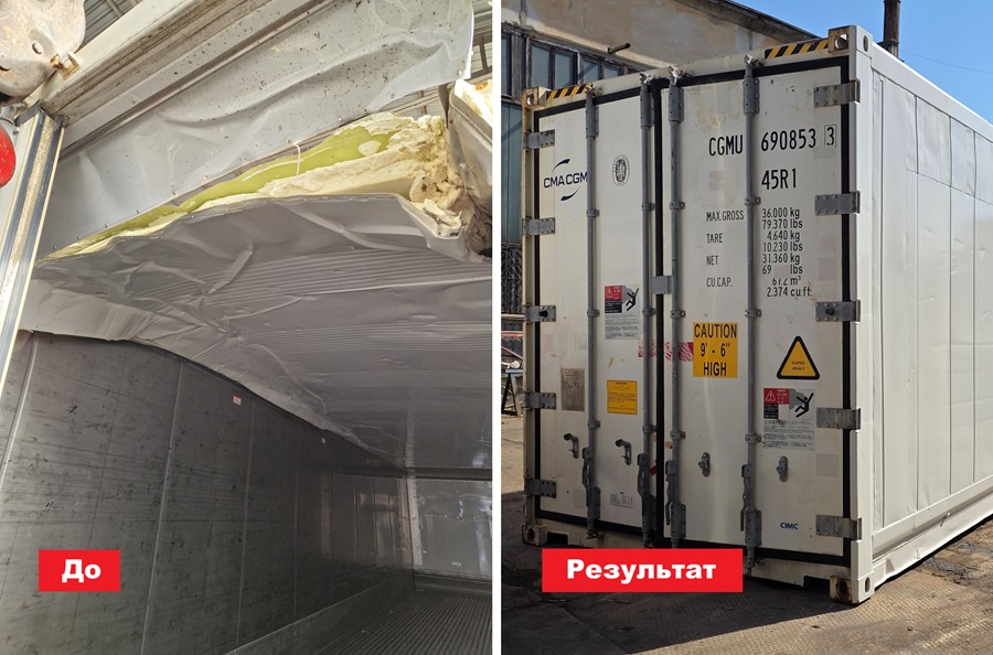 Restoration of a reefer container after a traffic accident
