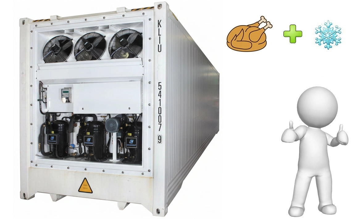 Shock freezing of meat in refrigerated containers