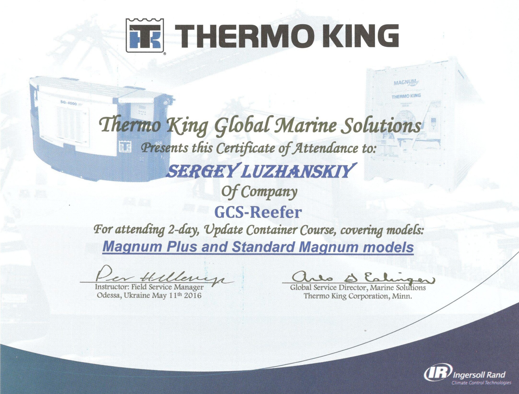 Сертификаты Thermo King | Thermo King Certificates | Certificados Thermo King | شهادات Thermo King | Certificats Thermo King