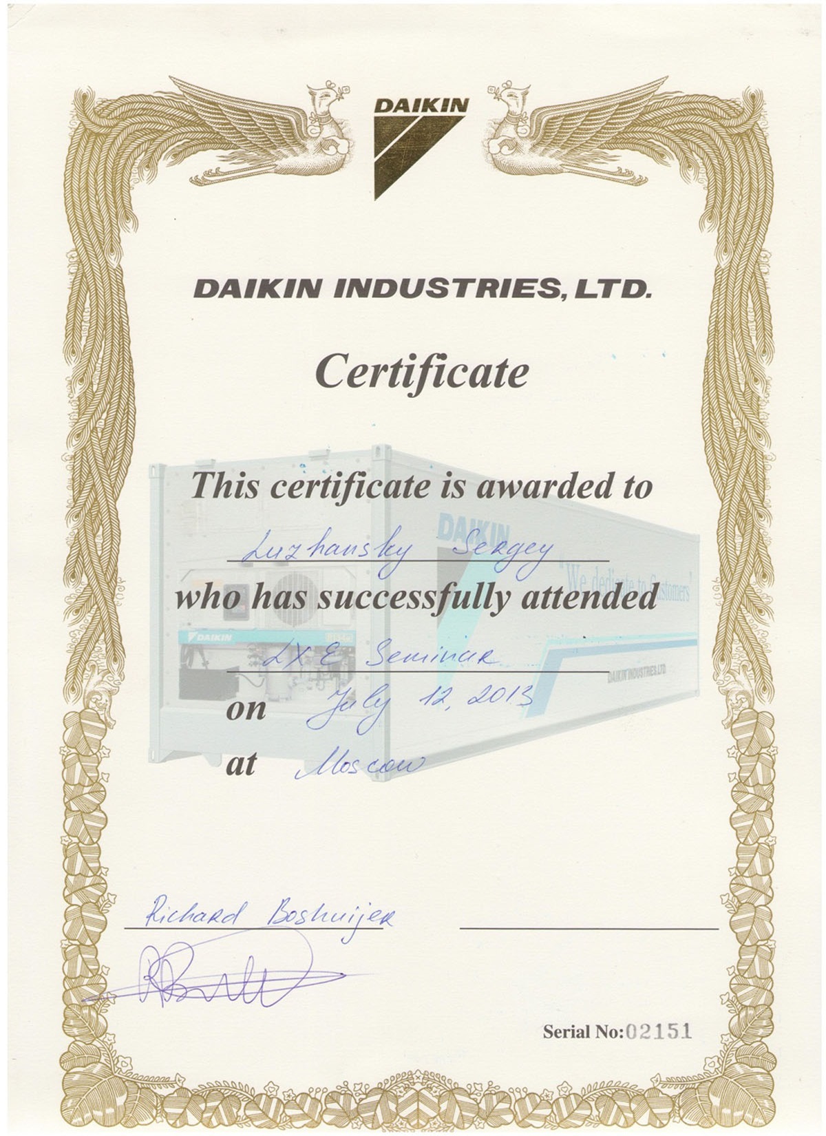 Сертификаты Daikin | Daikin Certificates | Certificados Daikin | شهادات دايكين | Certificats Daikin