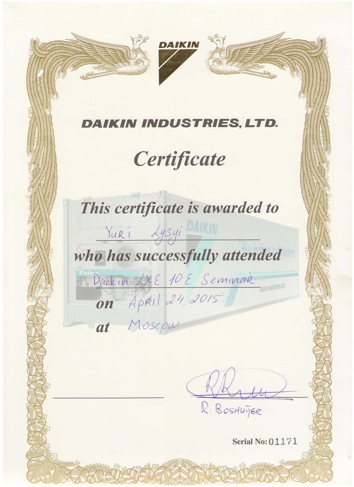 Сертификаты Daikin | Daikin Certificates | Certificados Daikin | شهادات دايكين | Certificats Daikin