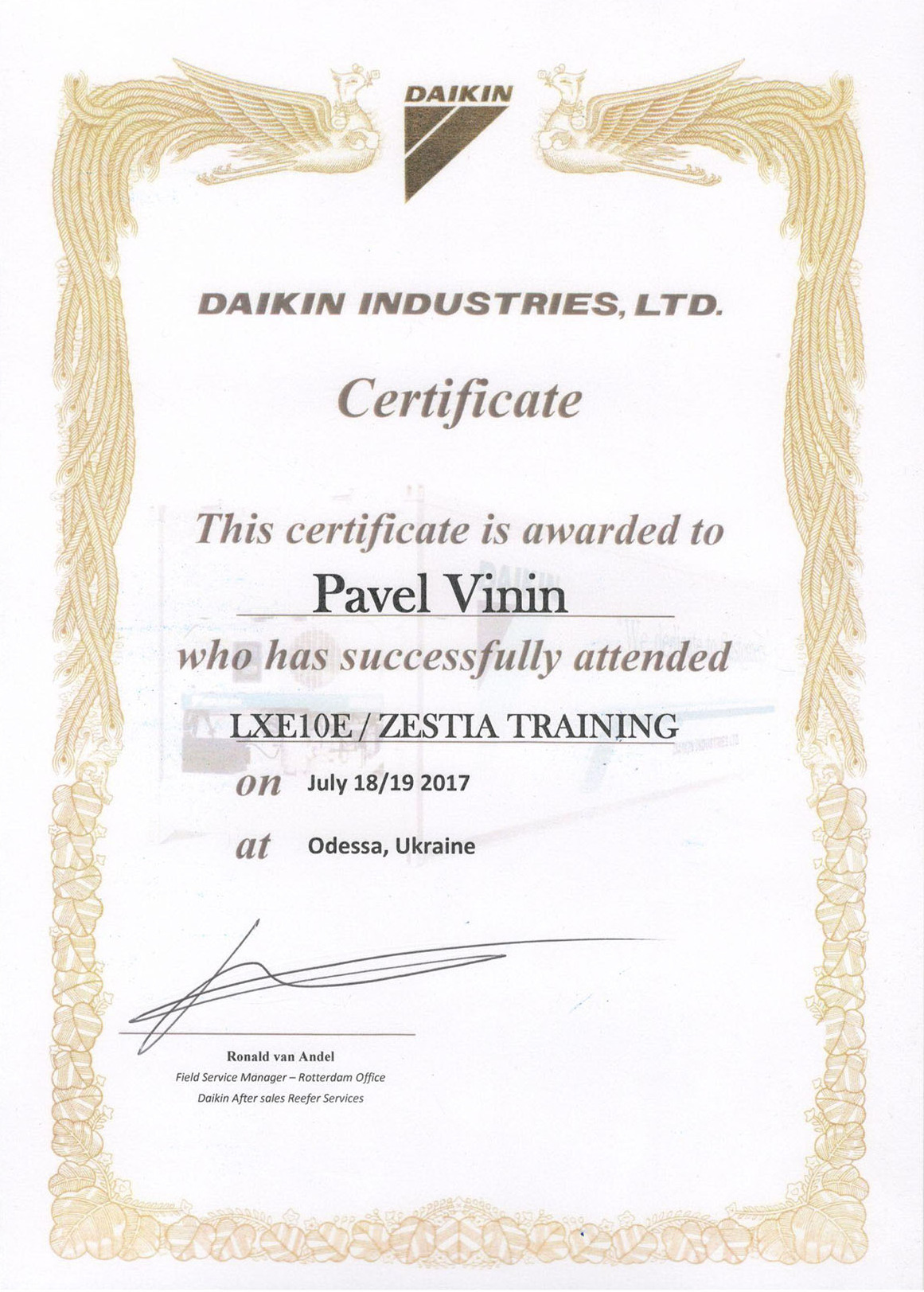 Сертификаты Daikin | Daikin Certificates | Certificados Daikin | شهادات دايكين | Certificats Daikin
