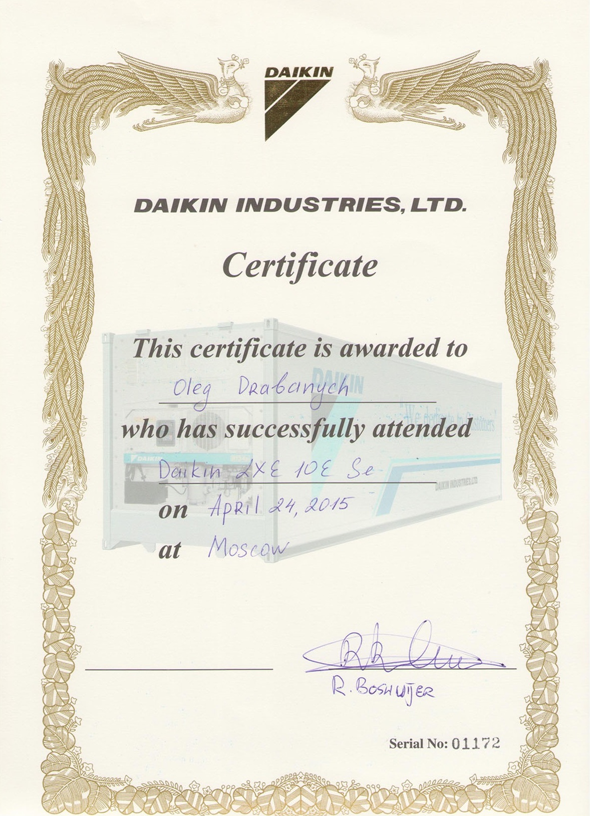 Сертификаты Daikin | Daikin Certificates | Certificados Daikin | شهادات دايكين | Certificats Daikin