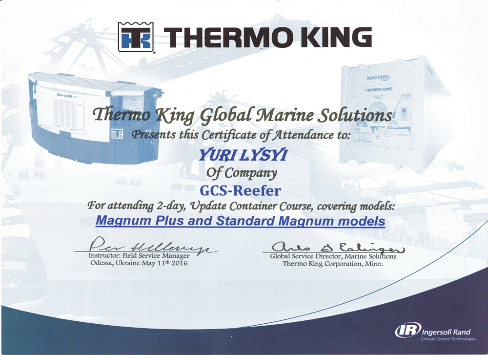 Сертификаты Thermo King | Thermo King Certificates | Certificados Thermo King | شهادات Thermo King | Certificats Thermo King